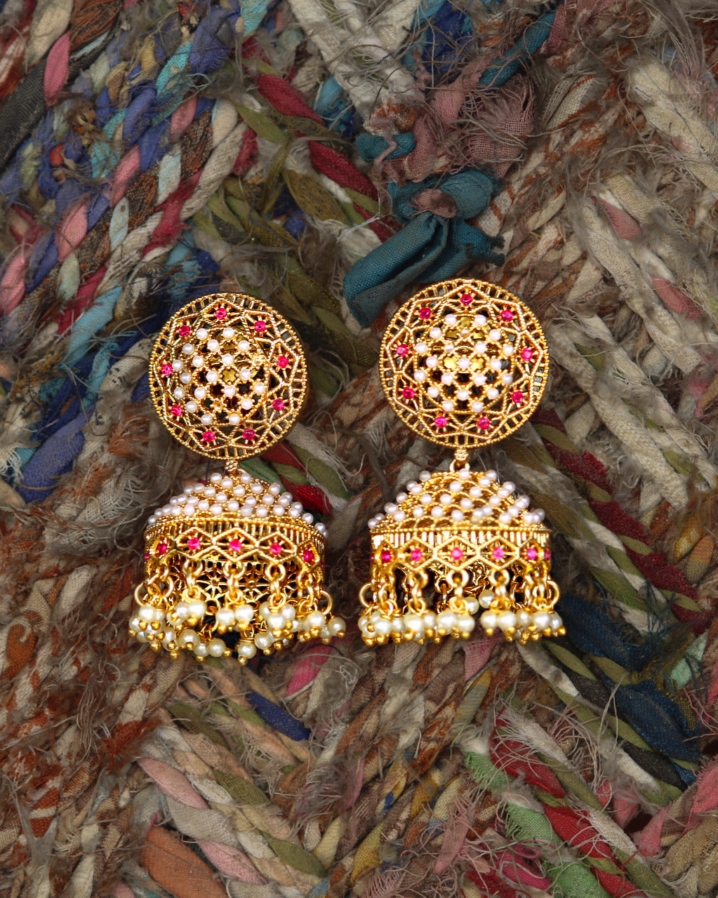 The Jaaliwork Moti Jhumkas